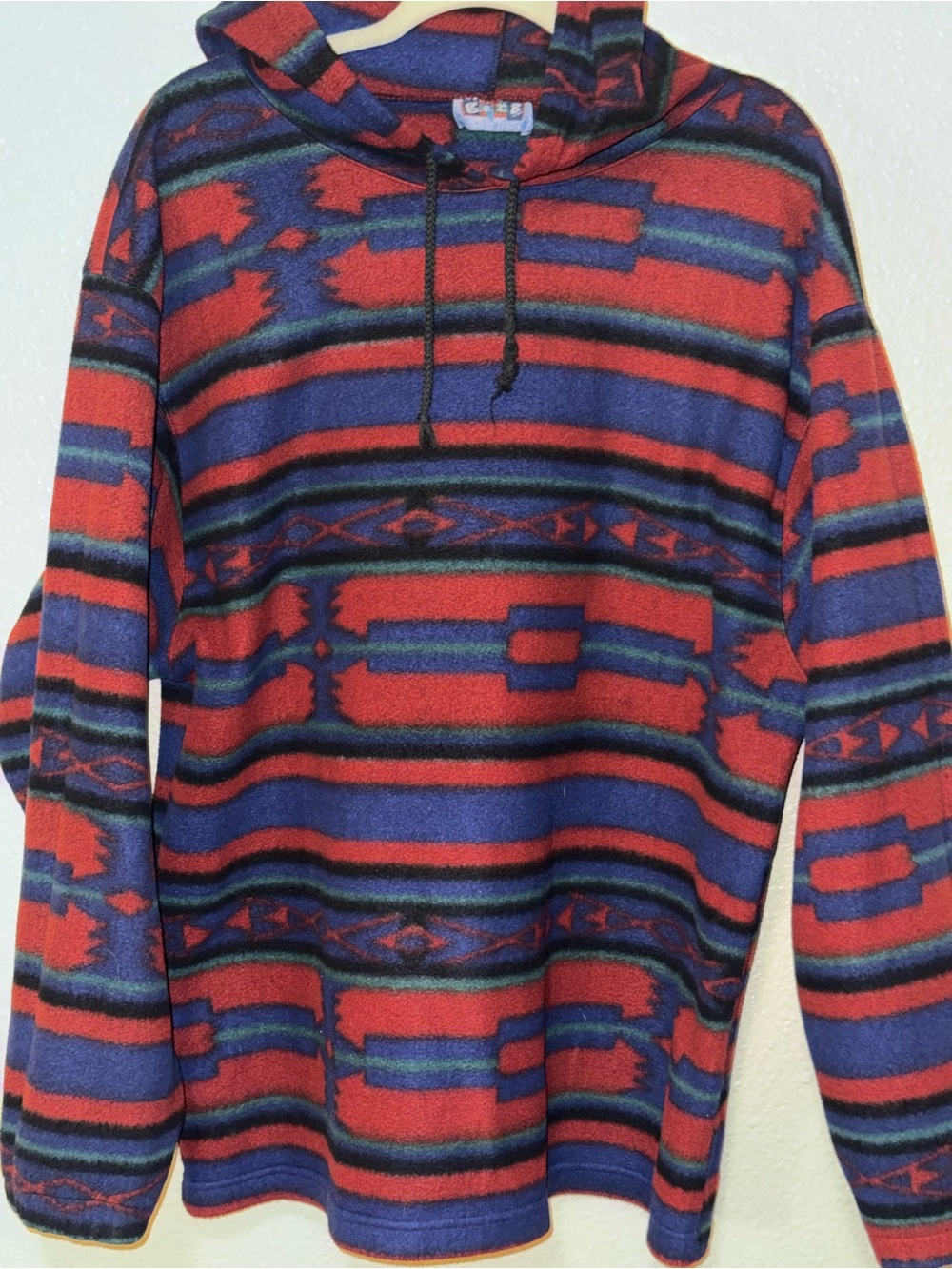 vintage 1990s Aztec-pattern fleece pullover hoodie Large